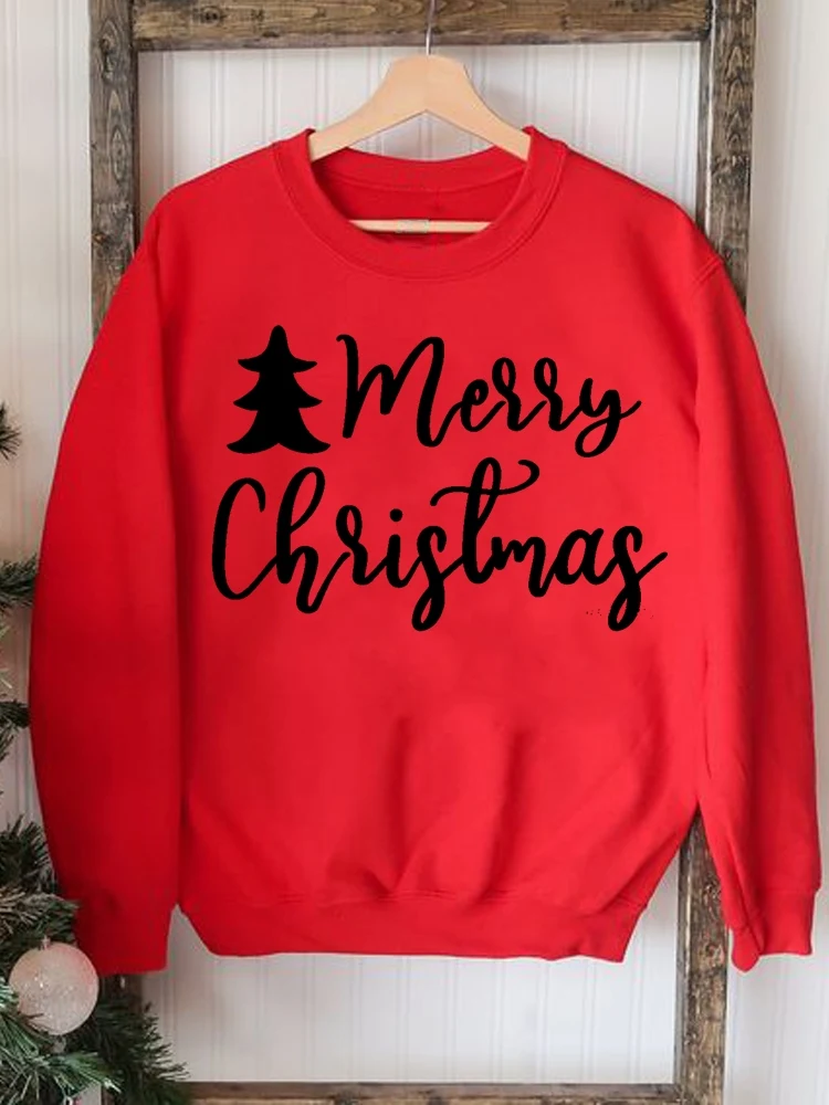 

Merry Christmas Pullovers Clothing Women Fashion Printing Female Letter Sweet Lovely Casual O-neck Graphic Sweatshirts