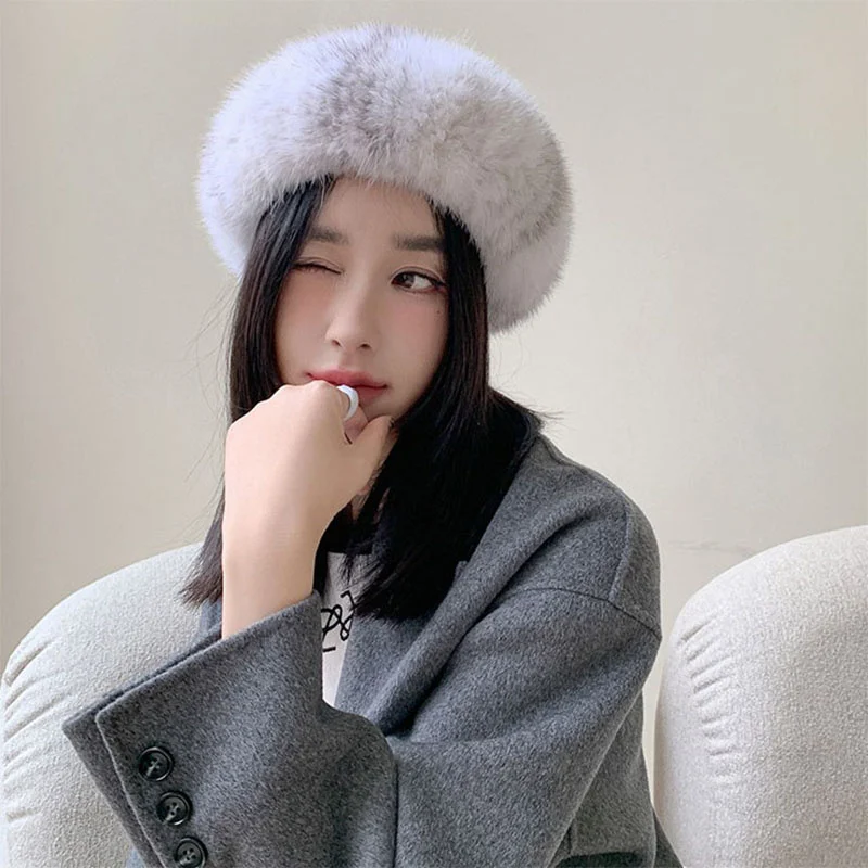 Женский берет из натурального меха норки теплая Соломенная Шапка Модная