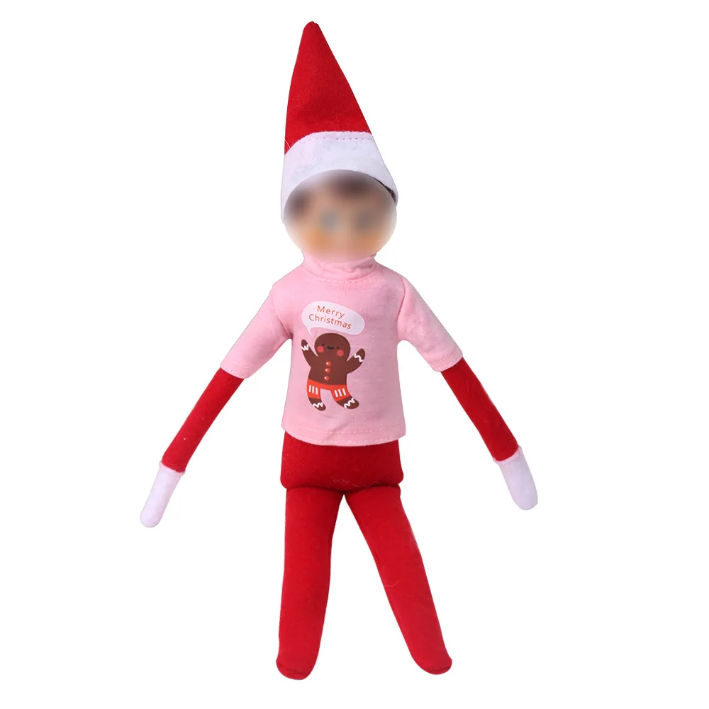 

Christmas Elf Doll Clothes Colorful Pink T-shirt Top Clothes Hoodie Eye Patch Baby Toy Accessories Christmas Gift For Children