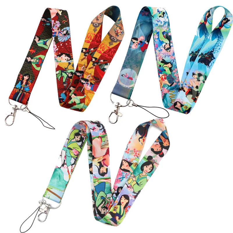 

2.5cm Disney Mulan Credential Holder Keychains Neck Lanyard For Pass Card Credit Card Holder Strap Mobile Phone Ribbon Gift