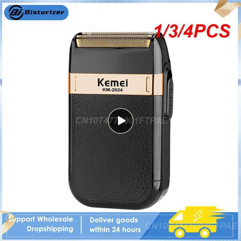

1/3/4PCS Kemei Electric Shaver for Men Twin Blade Waterproof Reciprocating Cordless Razor USB Rechargeable Shaving Machine