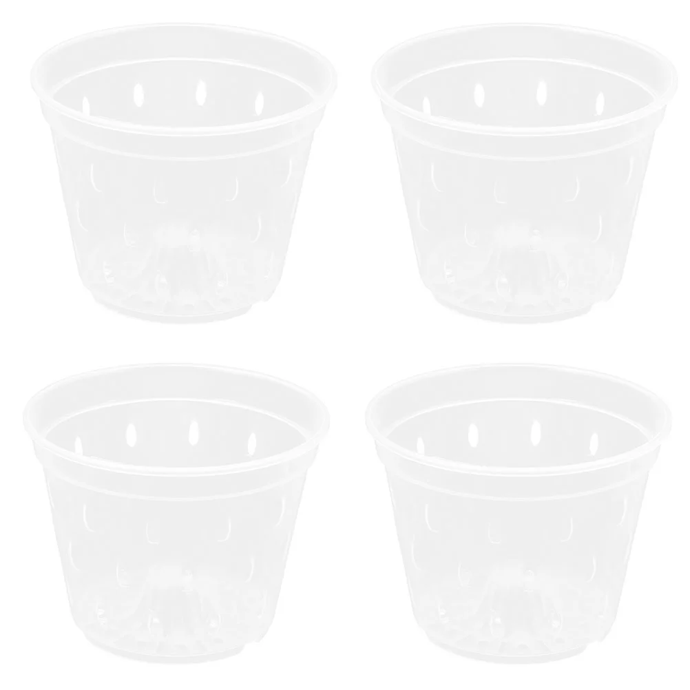 

4 Pcs Planting Net Cup Green Tray Plastic Starter Pots Decorative Plants Slotted Clear Orchid Nursery Hydroponic Starting