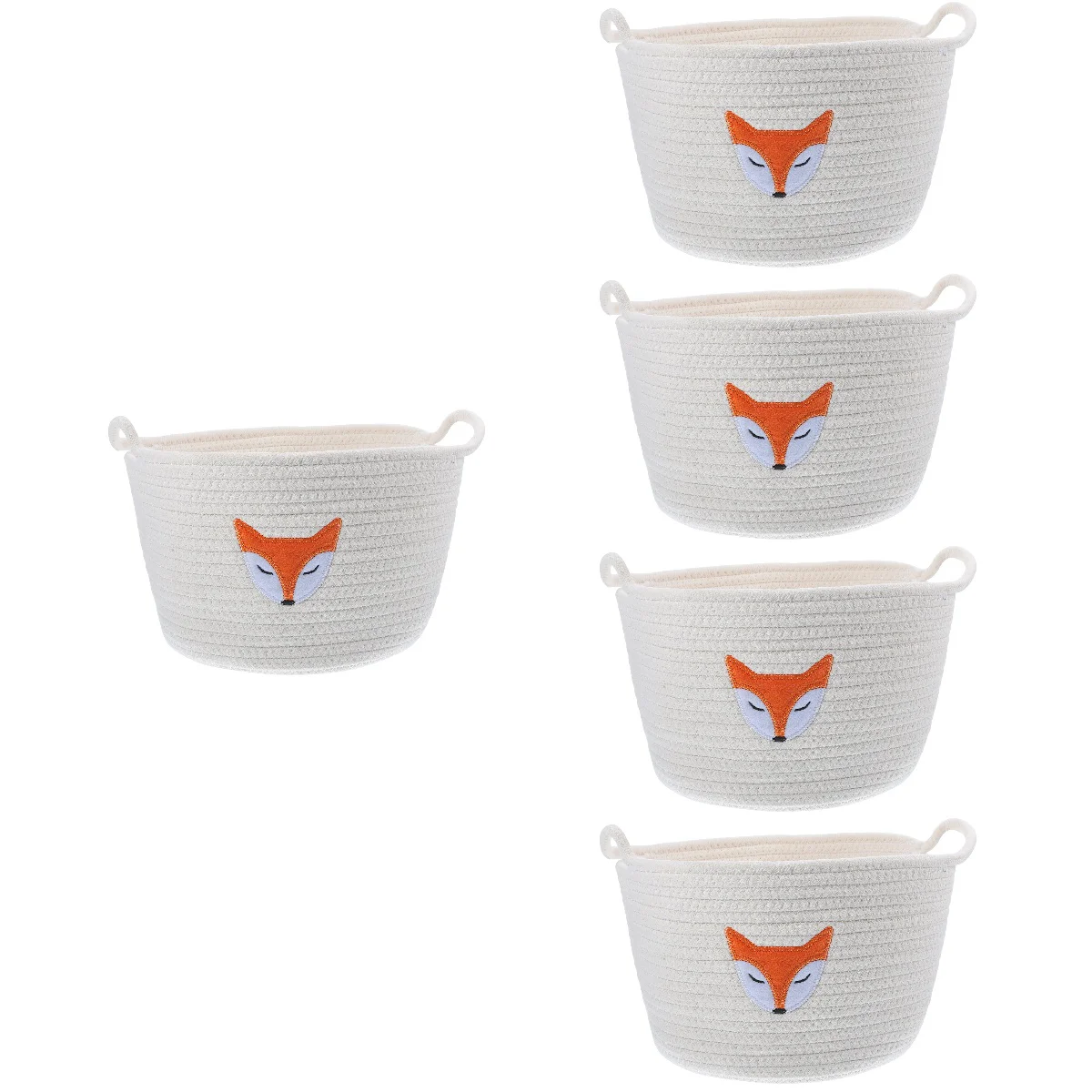 

5pcs Cotton Woven Storage Basket Sundries Storage Organizer Laundry Basket for Home