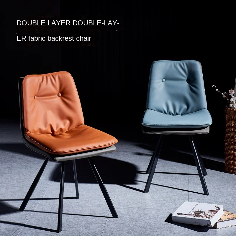 

Nordic Ins Soft Wrap Dining Chair Italian Iron Art Dining Chair Minimalist Light Luxury Leather Chairs for Home Restaurant Cafe