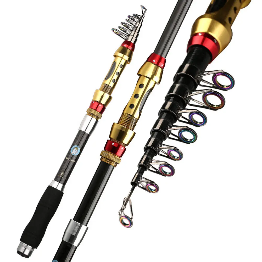 

Telescopic Fishing Rod Carbon Fiber Travel Spinning Pole Reel Fish Tackle 1.8/2.1/2.4/2.7/3.0/3.6m Portable Travel