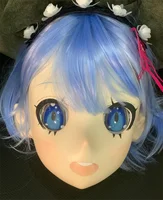 (Ly01)Customize Character Resin Half Head Japanese Animego Cosplay Crossdressing Doll Anime Kigurumi Mask With Eyes And Wig