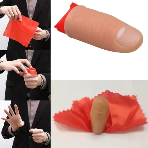 Fashion degetul magic trucuri de recuzite fantasy închizând dispariția apare a degetului din plastic degetul mare vârf de mătase roșie Îmbrăcăminte