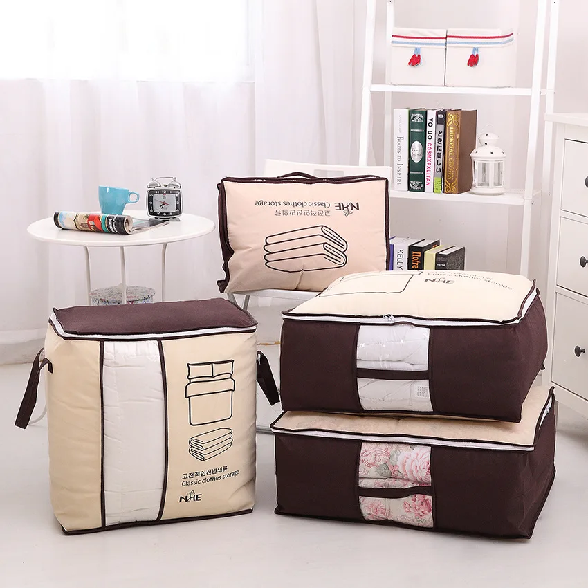 

Household Folding Non-Woven Quilt Storage Bag Duvet Sets Pillow Blanket Clothes Organizer Bedroom Closet Storing Pouch Accessory