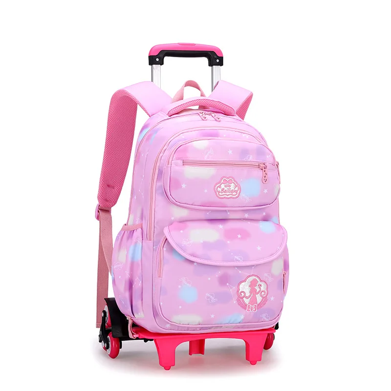 kids Wheeled Trolley Backpacks Removable princess Children School Bags 3 Wheels Stairs Kids girls Schoolbags Luggage Book Bags