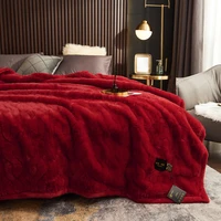 solid color faux fur warm blanket fur coral fleece double thickening raschel wool blanket winter blanket quilt bedding accessory