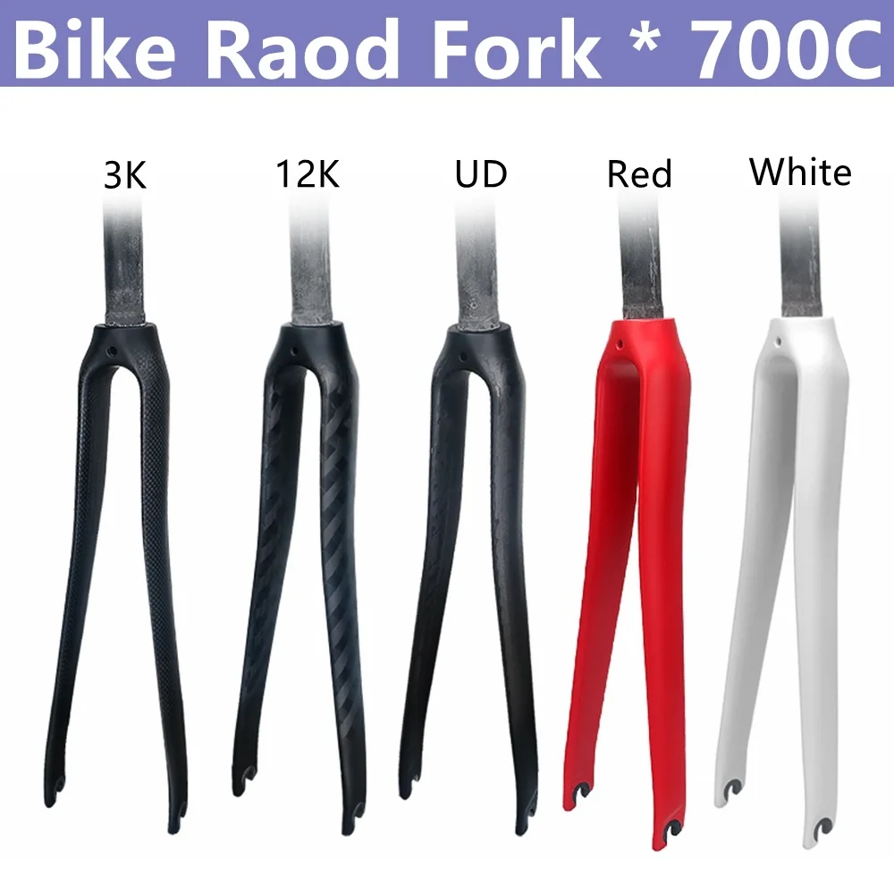 T800 Carbon Fiber Bicycle Front Fork Bike Raod Parts 700C*20-28C V Brake 3K / UD / 12K Gloss or Matt