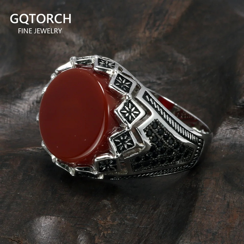 

Big Turkish Rings For Men Guaranteed 925 Silver Rings Cool Retro Vintage Man Rings With Stone Round Sterling Silver Jewelry