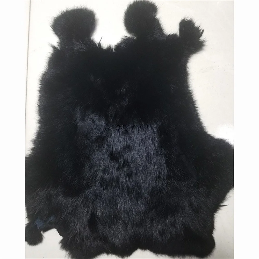 

2pcs Nature Black Rabbit Fur DIY Apparel Fabric Fluffy Rabbit Leather Fur Home Bedroom Car Seat Decoration Sewing Accessories