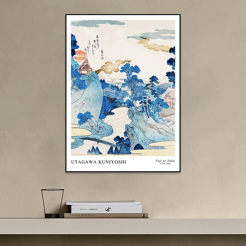 Винтажный Японский печатный плакат с большой волной и птицей абстрактная