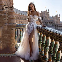 retro wedding dresses with embroidered lace on net floor length off shoulder in sleeveless bride backless with 3d flower