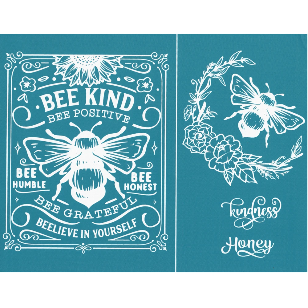 Bee Kind  Mesh Self-Adhesive Silk Screen Stencils, Home Decor Bag Craft Door Hanger Chalk Transfer Stencils