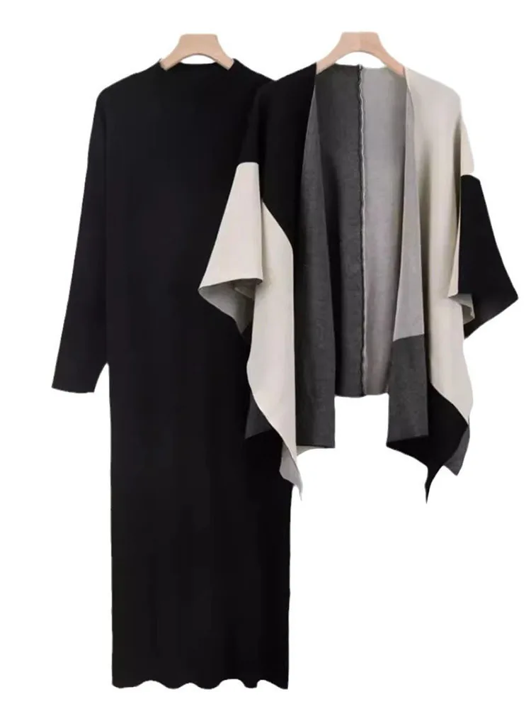 BZVW трикотажные комплекты для женщин 2024 осень-зима новая накидка контрастного