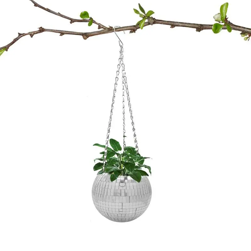 

Disco Ball Planter Mirror Disco Ball Hang Baskets For Plants Outdoor Plant Hanger Flower Pots Plant Pots With Chain And Macrame