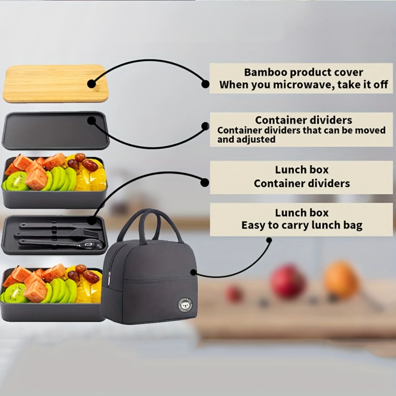 Герметичный набор контейнеров для обеда Bento Box — портативный многоразовый и