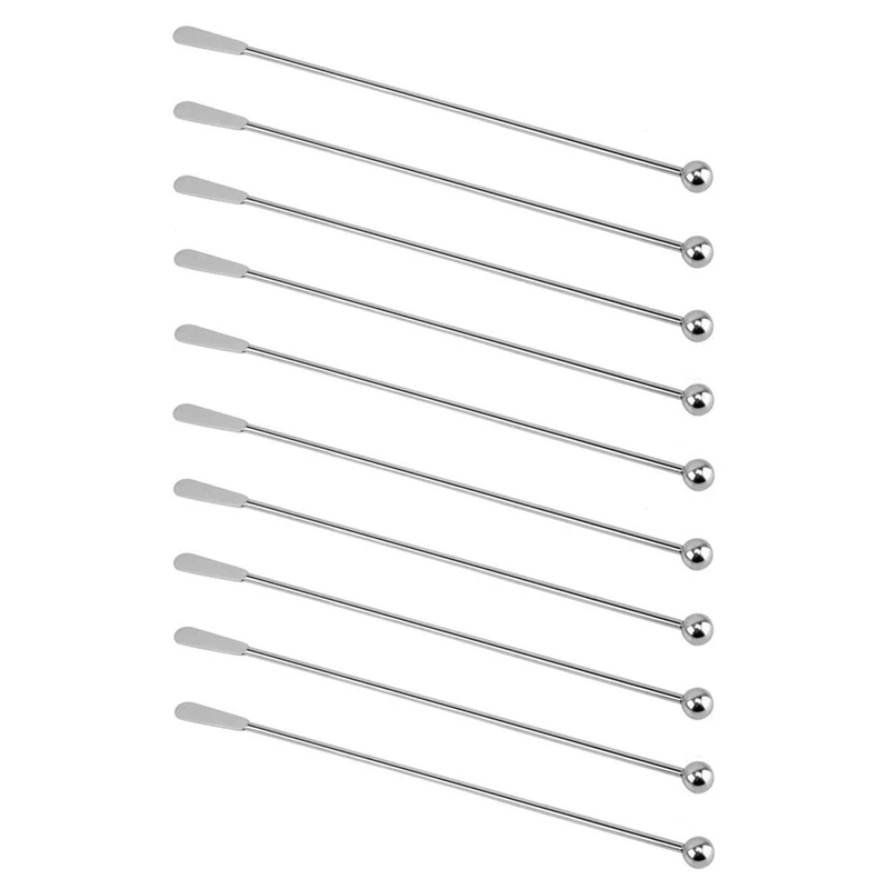 

10 Pcs Reusable Swizzle Sticks Coffee Stirrers Beverage Stir Sticks Cocktail Swizzle Sticks Silver Straight Rod Blender