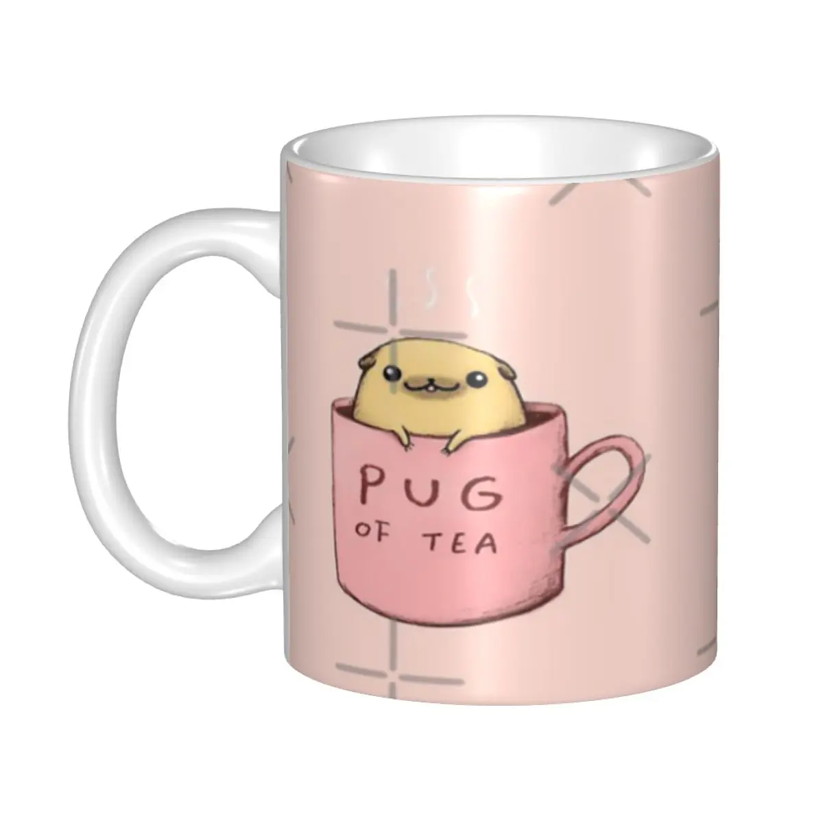 Pug Of Tea Coffee Mugs Adults Playing Smooth cup body Table Essentials