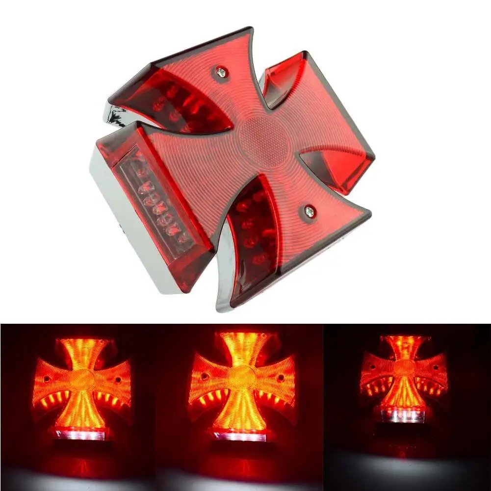 

[ READY STOCK ] Motorcycle Led Cross-shaped Tail Light Assembly Brake Lamp Driving License Plate Light Universal Modified Parts
