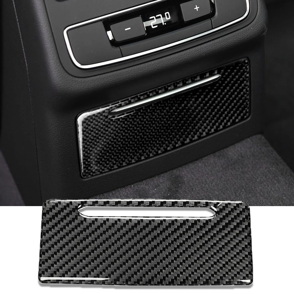 

Car Rear Cigarette Lighter Panel Decor Carbon Fiber Epoxy Cover Sticker Auto Interior Accessories For Audi A4 B9 2017-2019