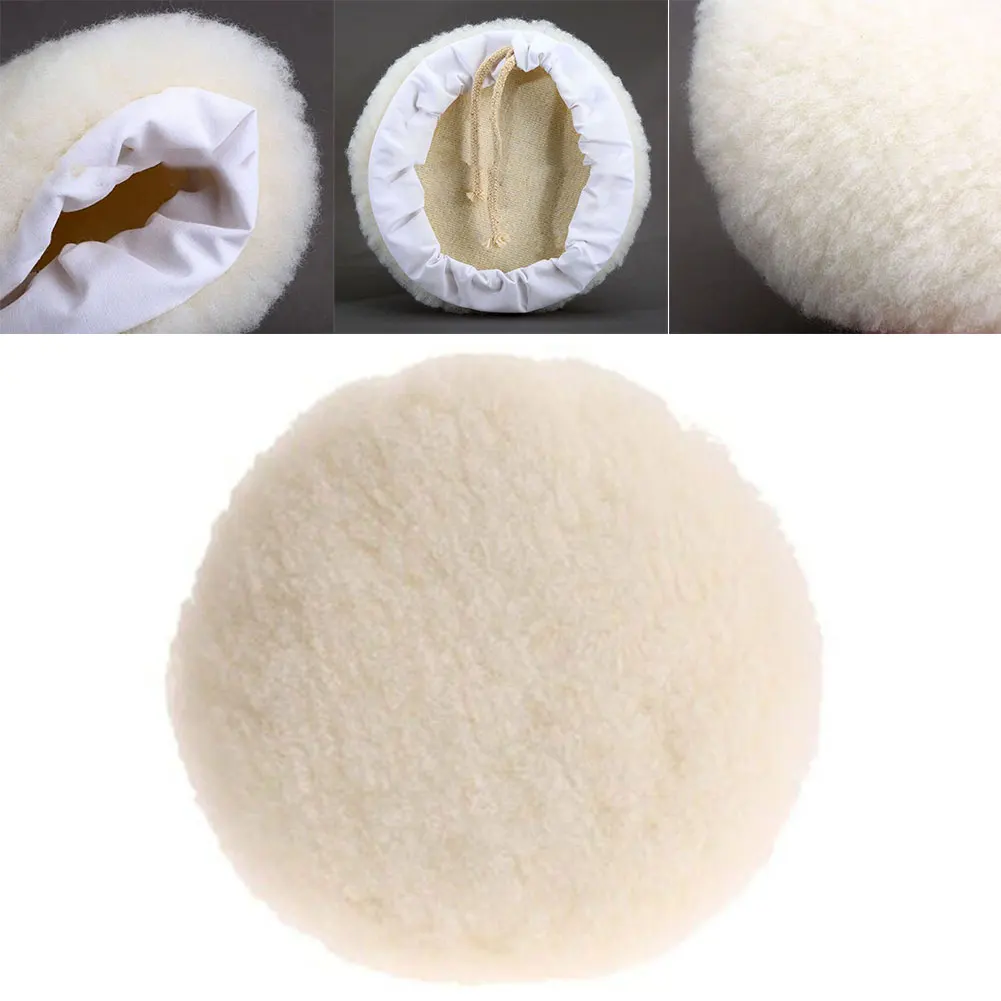 

7\\\" 180mm Wool Polishing Buffing Wax Pad Bonnet With Loop For Car Glass Cleaning Lace-up Wool Polishing Sleeve Auto Acessories