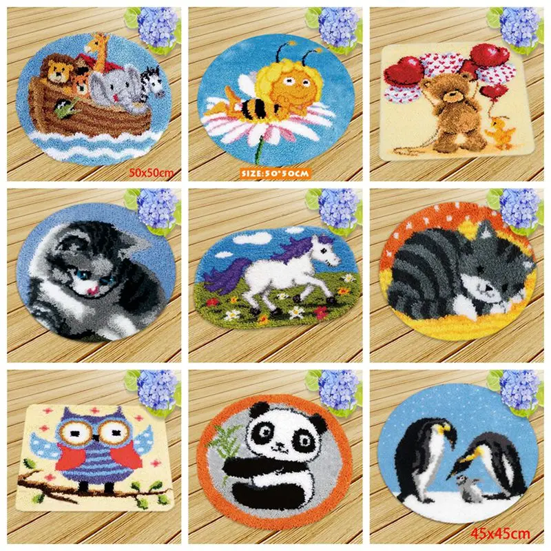 

DIY Handcraft Segment Embroidery Carpet Animals Cartoon Carpet Embroidered Material Package Practical Sofa Cushion Accessories