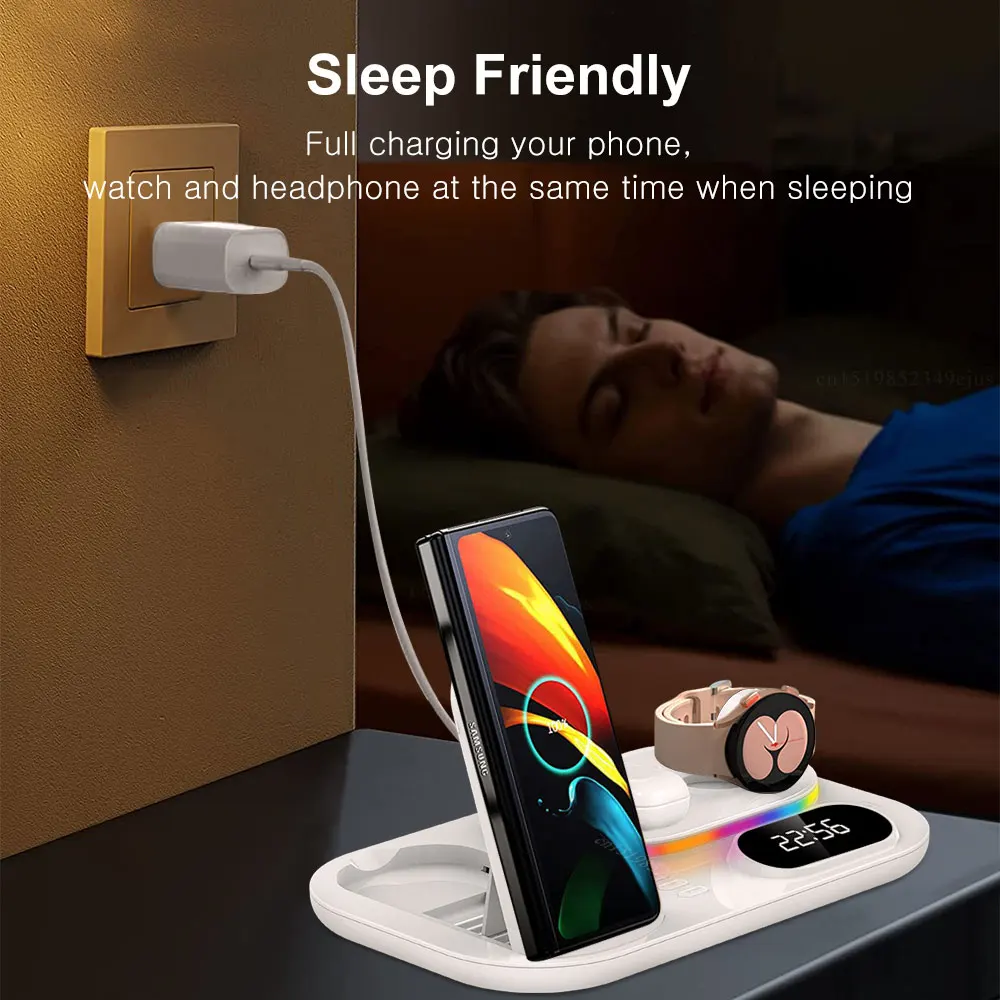 Wireless Charger 3 in 1 for Samsung 30W Qi Fast Charging Station for Samsung S22 Ultra Galaxy Watch 5 4 Charger Dock Foldable