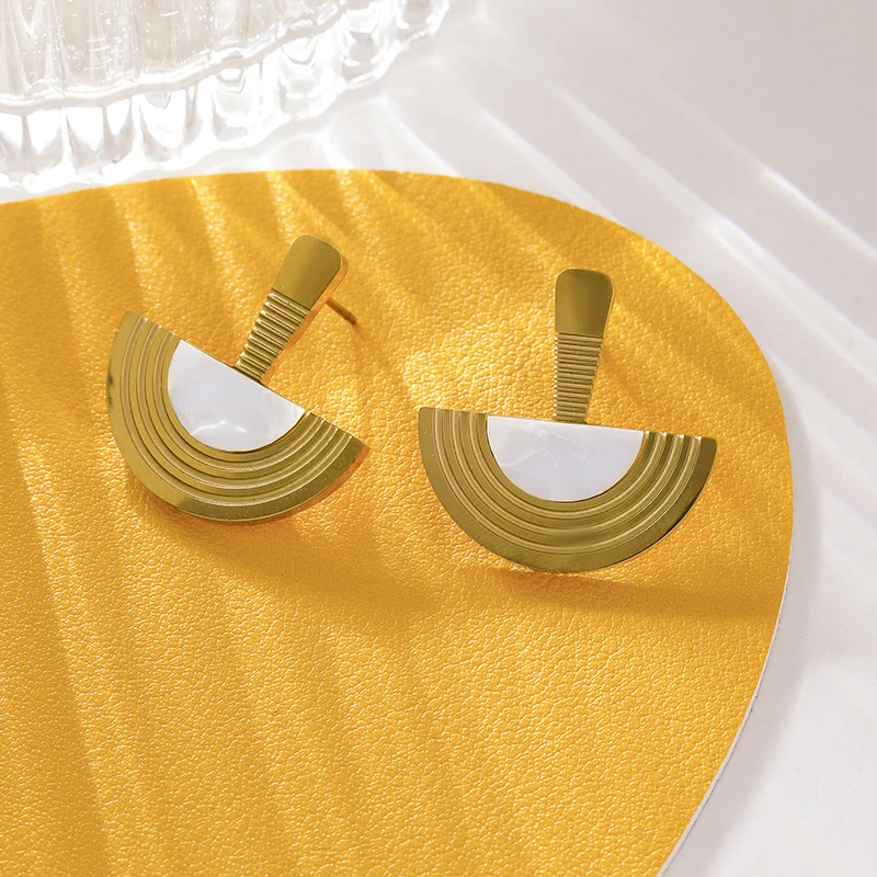 BCEFACL 316L нержавеющая сталь Геометрическая белая половина круга кулон ожерелье