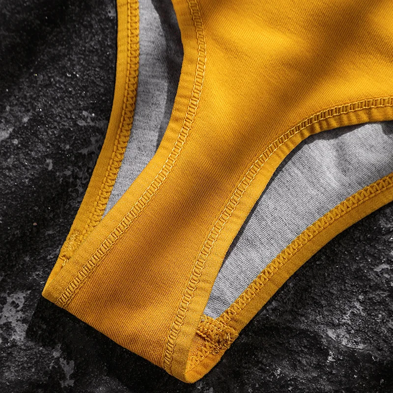 Men's underwear Sexy U convex sports fitness letter waist cotton low waist non marking briefs T-pants M-XXL