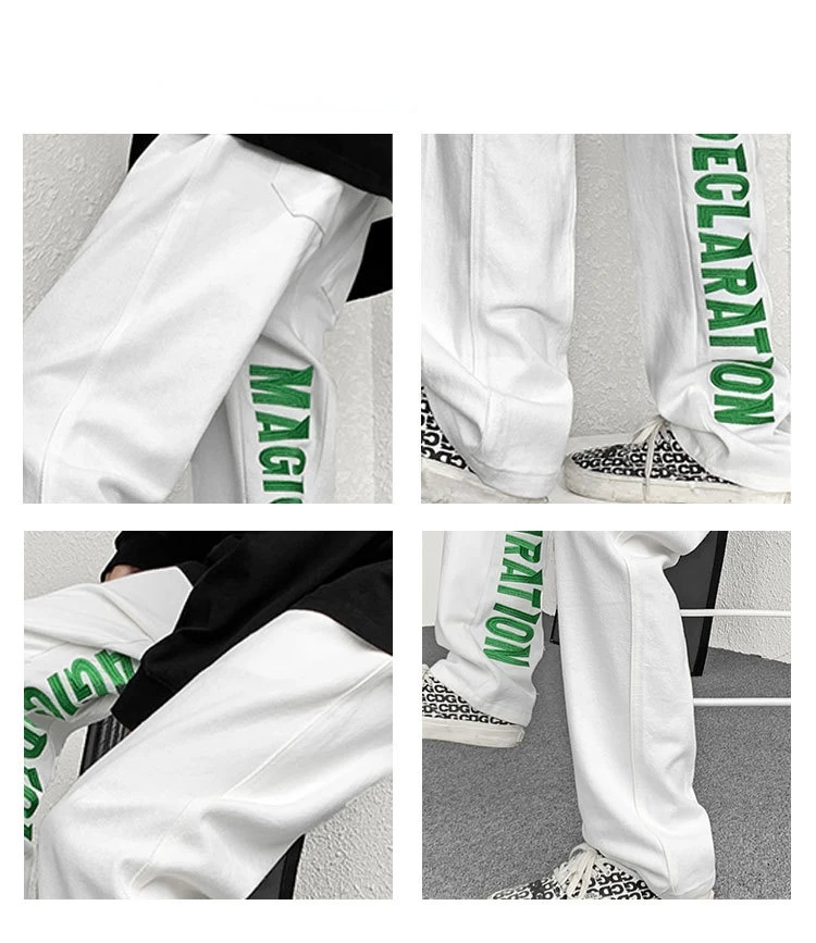 Free Shipping Fashion Brand Letter Embroidered Casual Pants American Men's Ins Street Hip Hop Trend Loose Straight Sports Pants