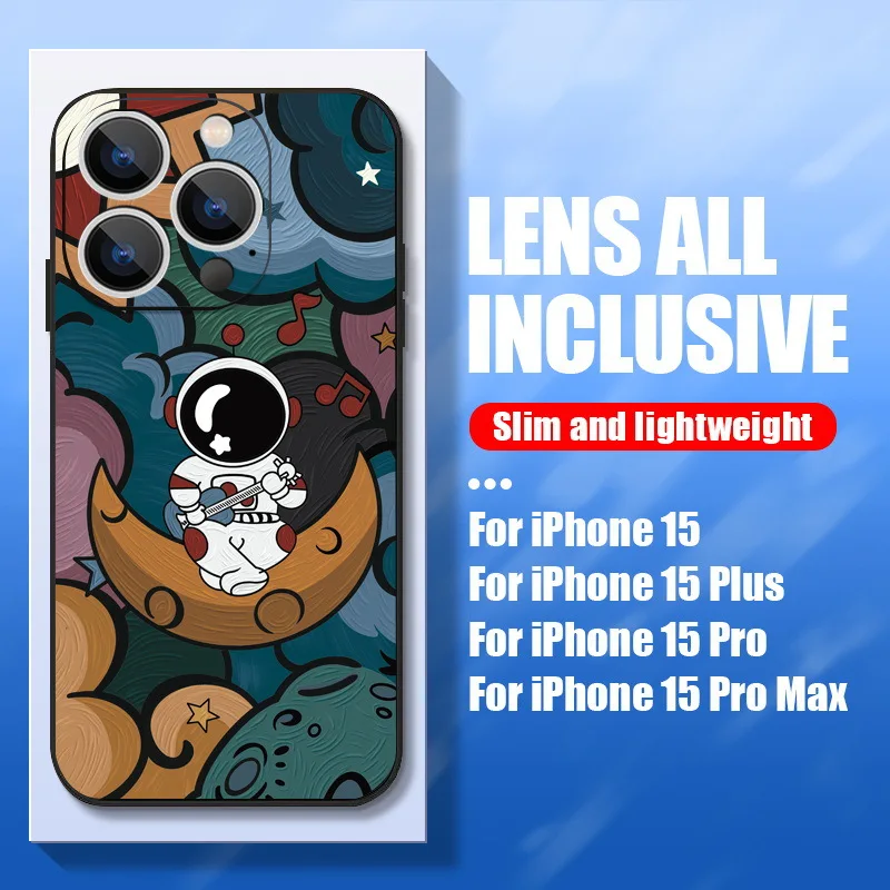 Подходит для iPhone 15 чехол телефона с изображением Луны астронавта на ощупь