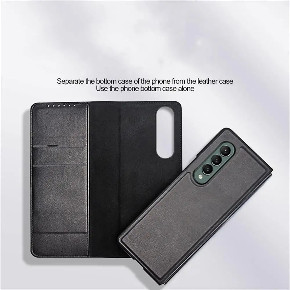 Najtaniej Do Samsung Galaxy Z Fold 4 ZFold3 Etui Luksusowe Zwykły Kolor Skórzany Wielofunkcyjny Portfel Torba Uchwyt All-Inclusive Składana Okładka