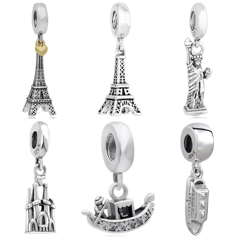 

Original Eiffel Tower Venice Gondola La Sagrada Familia Pendant Charm Diy Jewelry Fit 925 Sterling Silver Bead Popular Bracelet