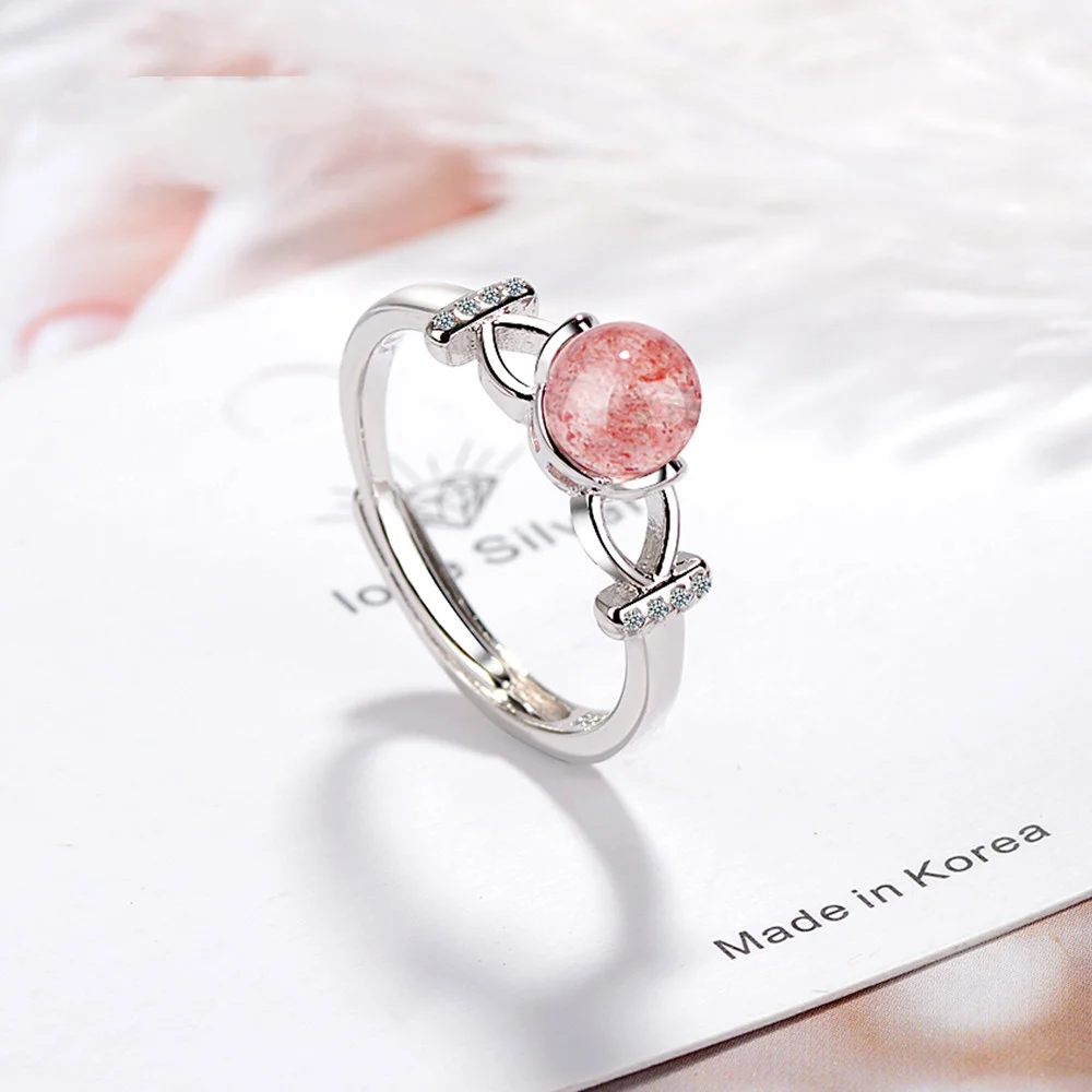 

wholesale 925 sterling silver new woman fashion jewelry high quality color agate ball crystal zircon ring size adjustable ring