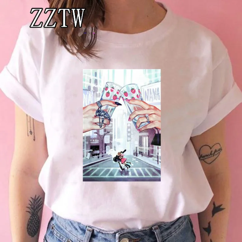 Женская винтажная аниме-футболка Ulzzang белая футболка с коротким рукавом и мангой