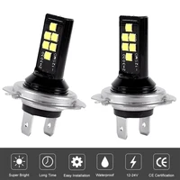 2pcs h7 led car anti fog light bulb 12w 6000k 1200lm headlight bulbs 12smd 3030 wholesale quick delivery csv