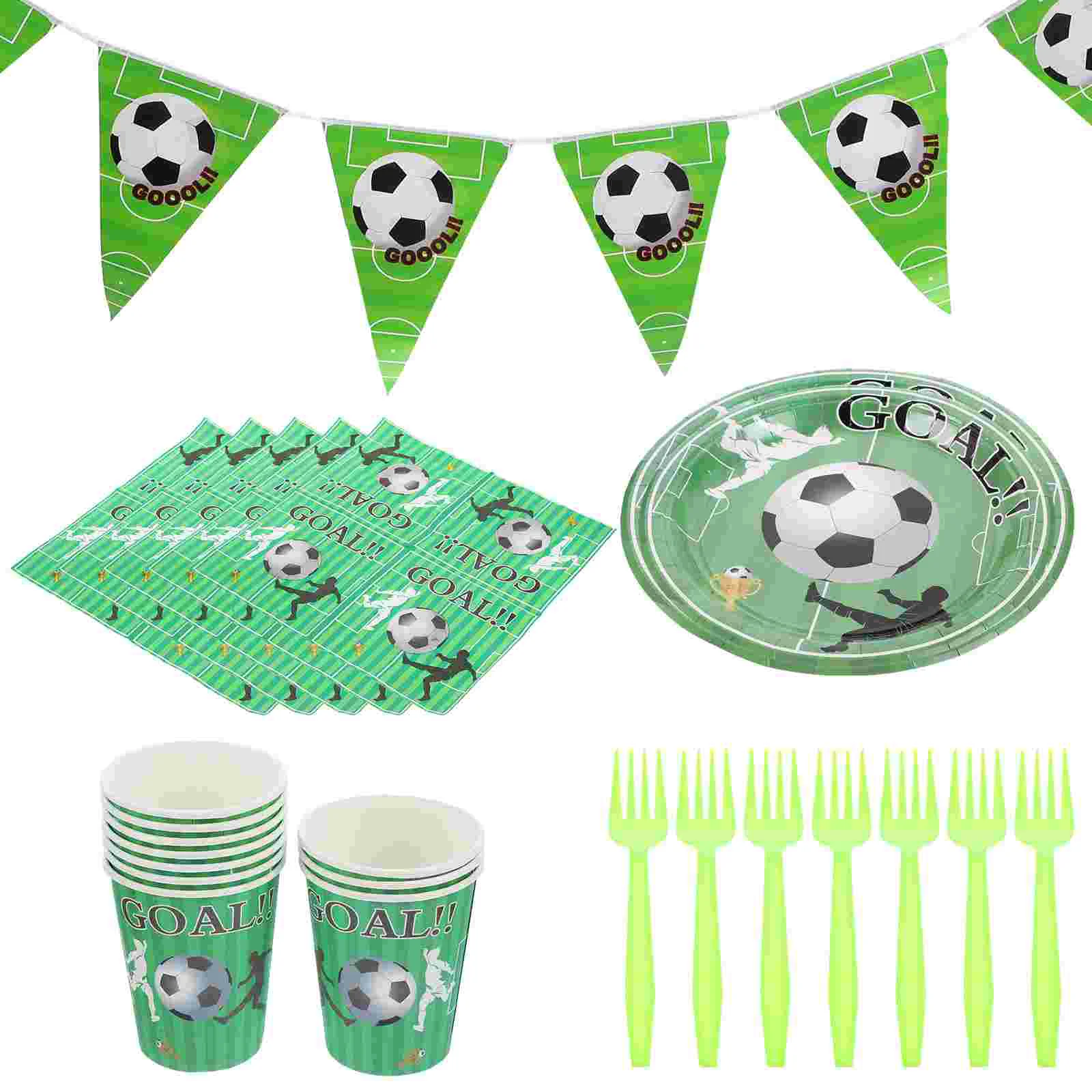 

Football Party Supplies Paper Plates Party Use Plates Cloths Soccer Balls Napkins Dinnerware Kit