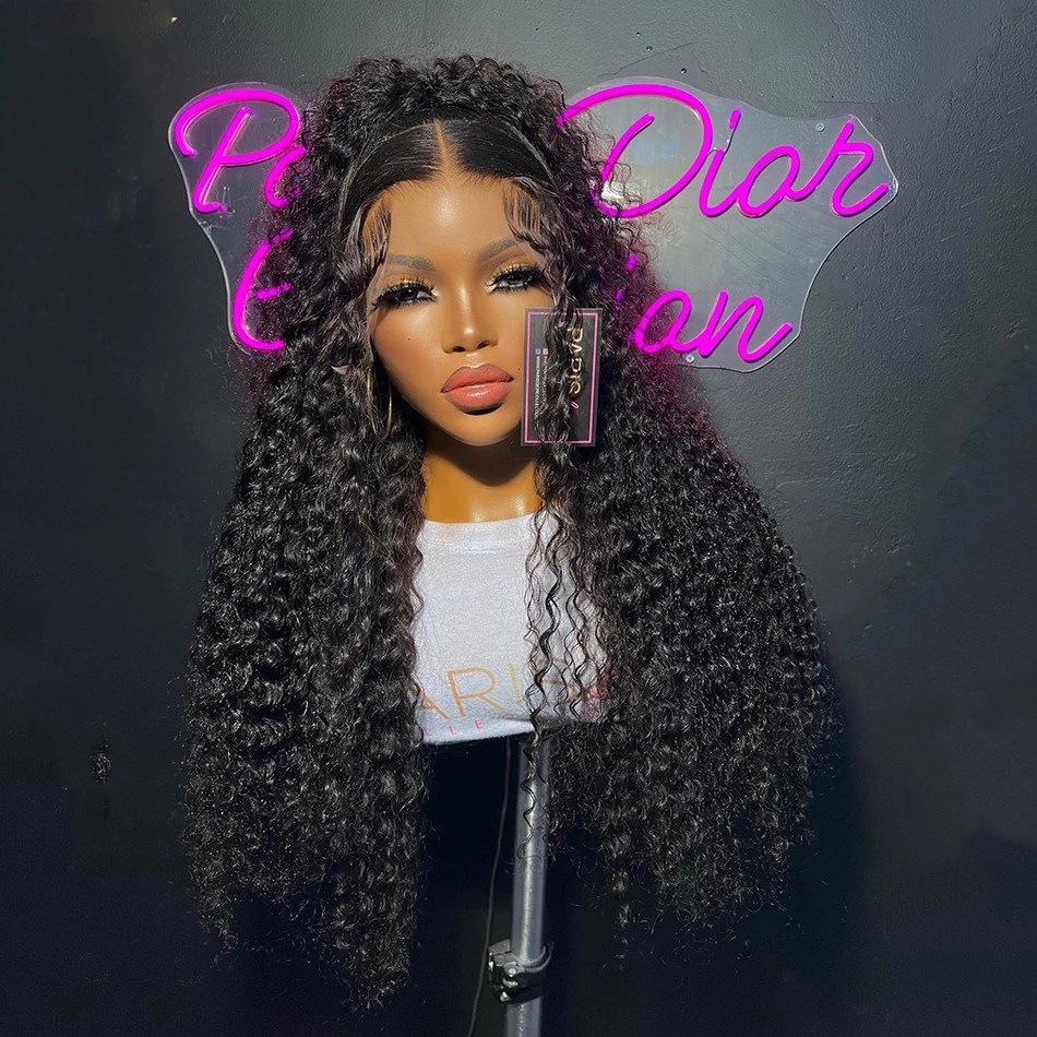 Женский длинный кудрявый парик без клея с длинным кудрявым глубоким кружевом