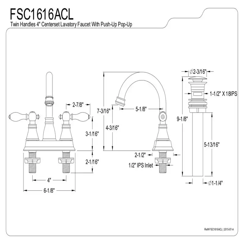 

FSC1616ACL 4 дюйма. Centerset для ванной комнаты кран, неаполская бронза