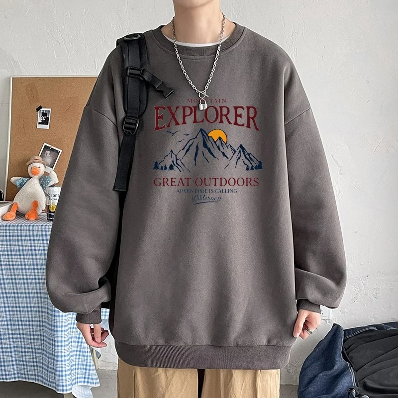 Осенняя новинка свитшот свободного покроя для фитнеса мужская повседневная