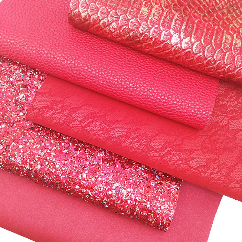 Искусственная кожа, с блестками, красного цвета, металлик, змеиная кожа, искусственная кожа, 21x29 см, Y107