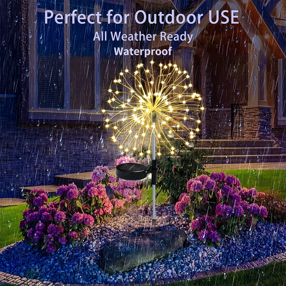 

Firework Light Decorate garden Romantic IP 65 waterproof 3.3V Eight functions solar pole explosion ball Solar system light