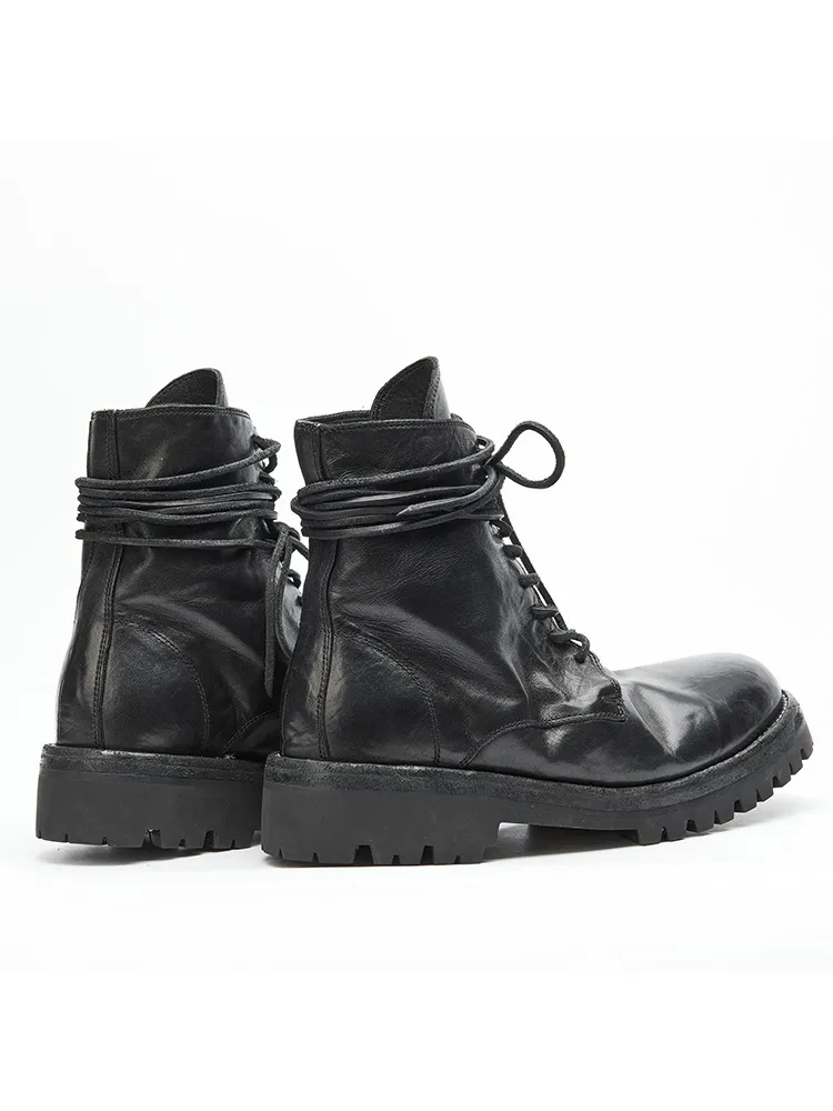 Ботинки мужские из натуральной кожи с круглым носком на шнуровке