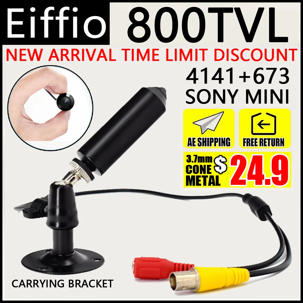 

4140+673 Meta Bullet 1/3"CCD Sony Effio Sensor 800TVL HD CCTV Mini Camera Bullet Cylinder 3.7mm Lens Cone Hidden micro security