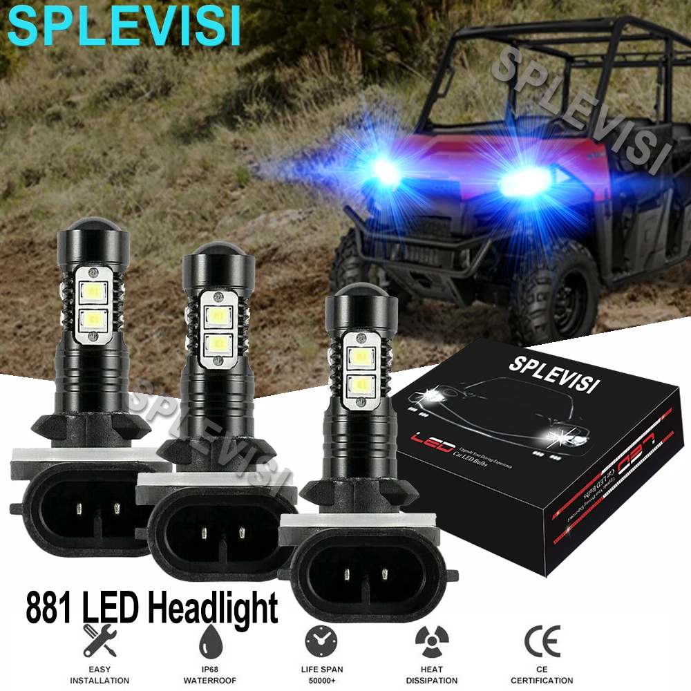 3PCS 8000K Ice Blue 50W LED Headlight Bulbs Kit For Polaris ACE 150 500 570 900 2016 2017 2018