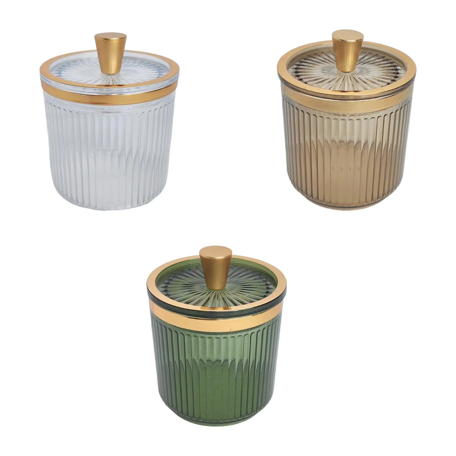 

Multifunctional Makeup Cotton Swab Ball Holder Jar with Lid for Home Desktop