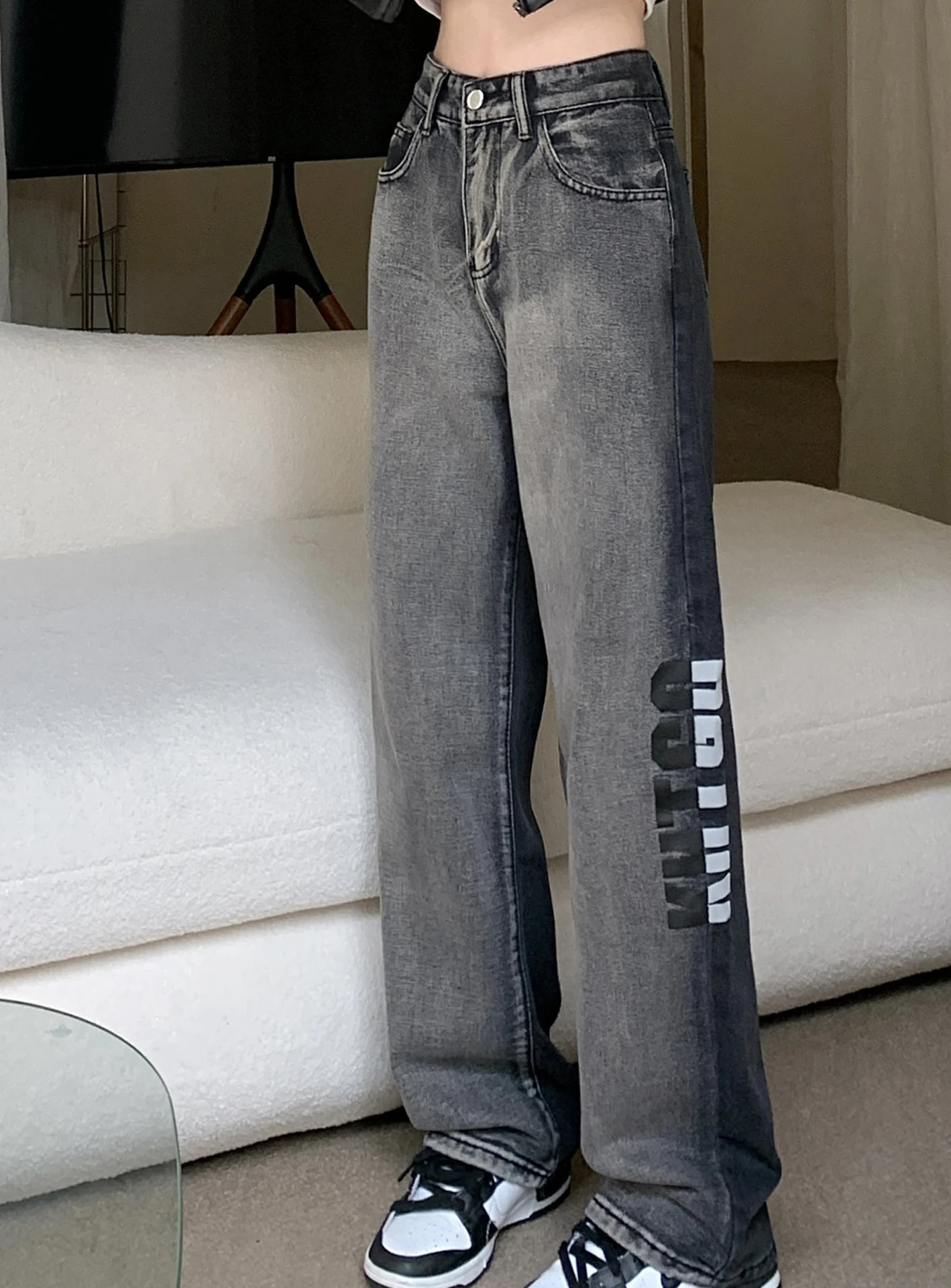 2023 New High Waisted Jeans for Women Clothing Blue Black Straight Leg Denim Pants Trousers Mom Jean Baggy Trousers Full Length